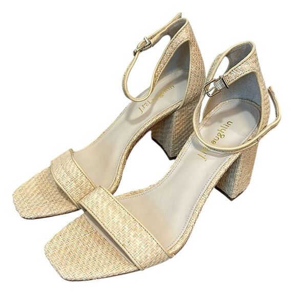 J. McLaughlin “Esme” tan Raffia Heeled Sandals - Picture 2 of 7